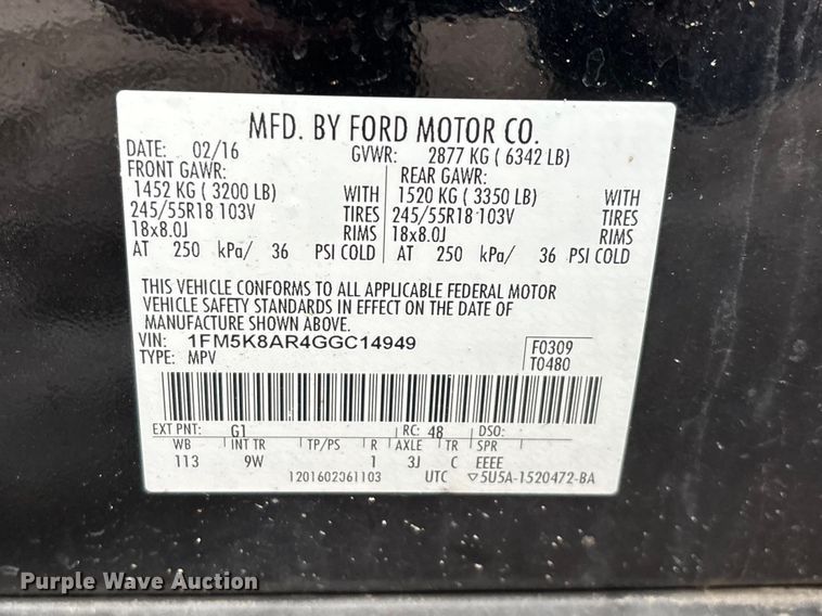 image for item YA2967 2016 Ford Explorer Police Interceptor SUV