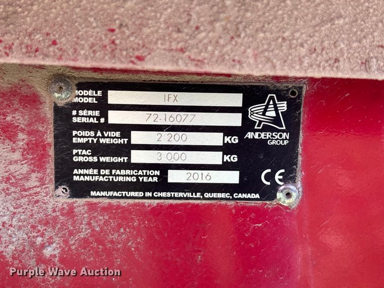 image for item EA4826 2016 Anderson IFX660 bale wrapper