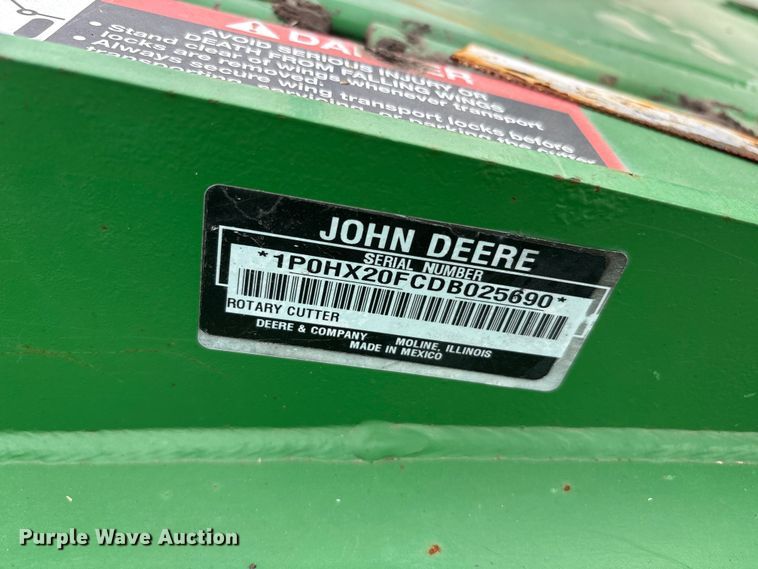 image for item EU5516 2013 John Deere HX20 batwing rotary mower