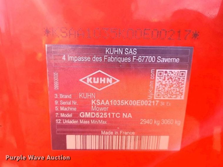 image for item YA3378 Kuhn GMD5251TC disc mower