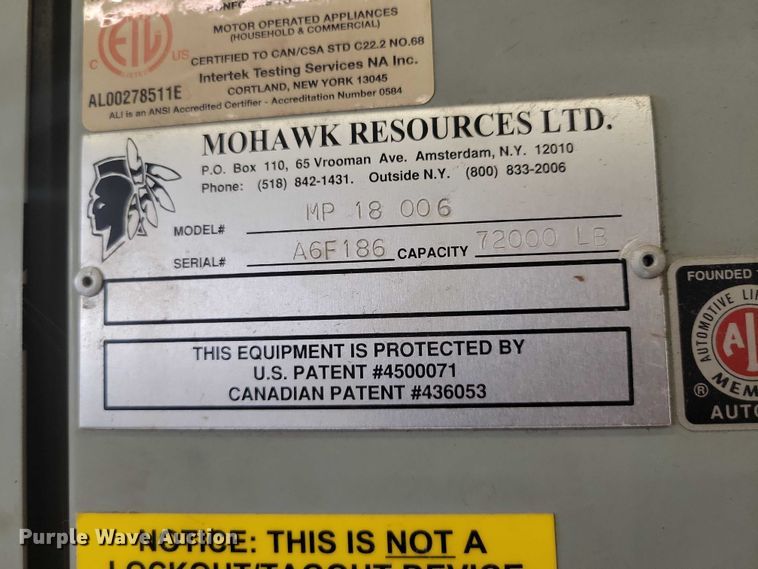 image for item DZ7012 Mohawk MP18006 four post lift