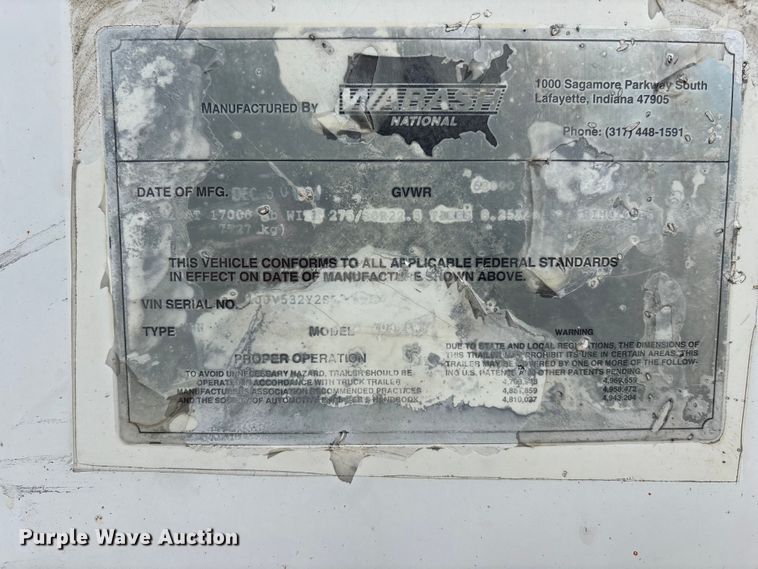image for item EA4630 1995 Wabash dry van trailer
