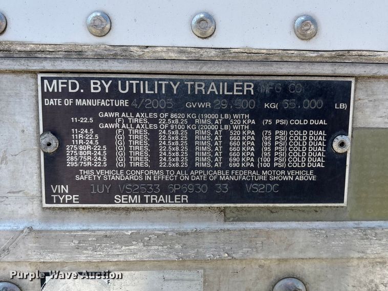 image for item EA4643 2006 Utility VS2DC dry van trailer
