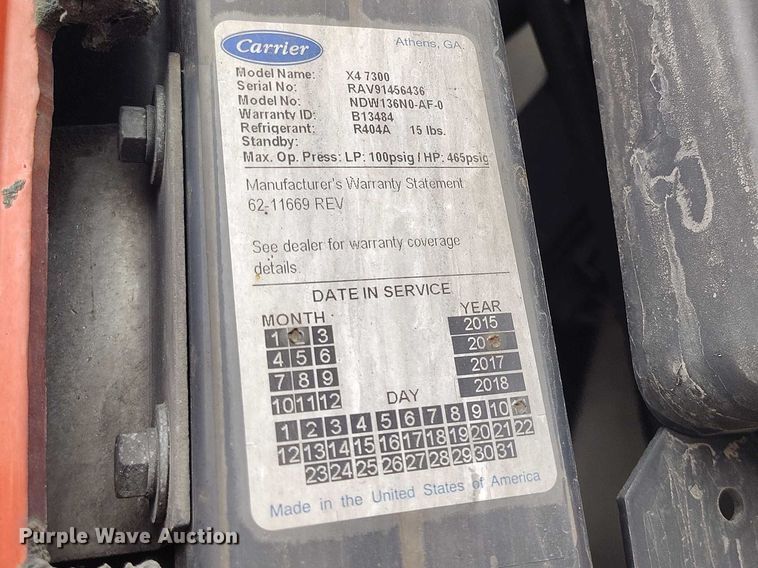 image for item ED0010 2016 Hyundai Translead VR2480202-PRS refrigerated van trailer