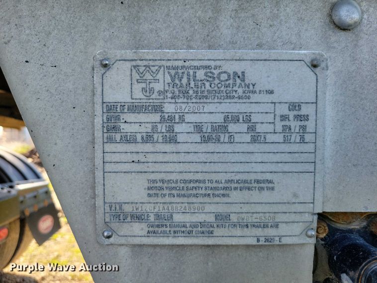 image for item EE0944 2008 Wilson DWBT-650B live bottom trailer