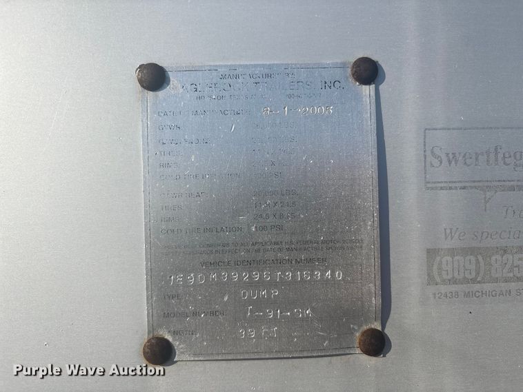 image for item EG8943 2006 Eaglerock T-91-SM end dump trailer