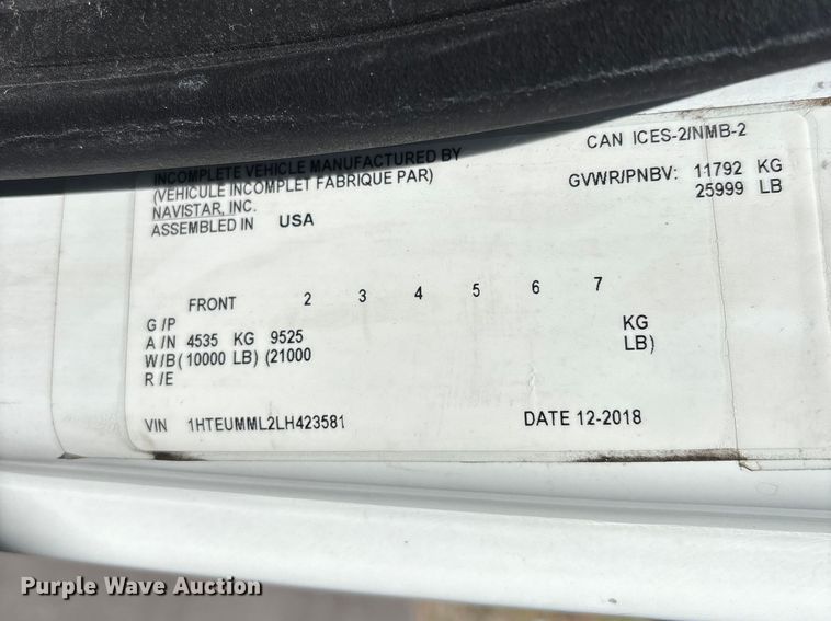 image for item EM8608 2020 International MV607 truck cab and chassis