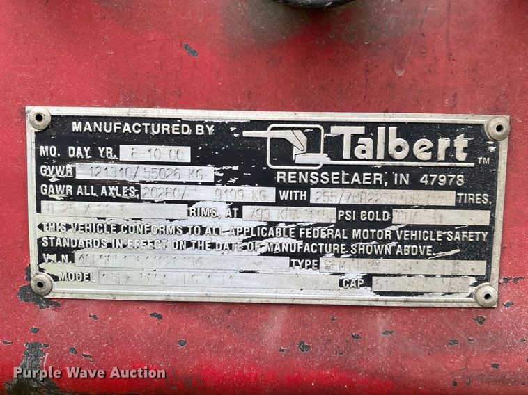 image for item EO4184 2001 Talbert lowboy equipment trailer
