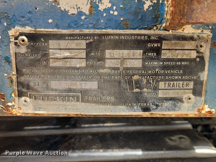 image for item EO7239 1980 Lufkin THT-60 ST flatbed trailer