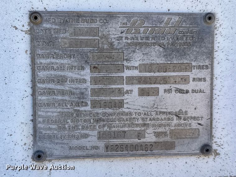 image for item ET1897 1980 Budd YF25400A62 dry van trailer