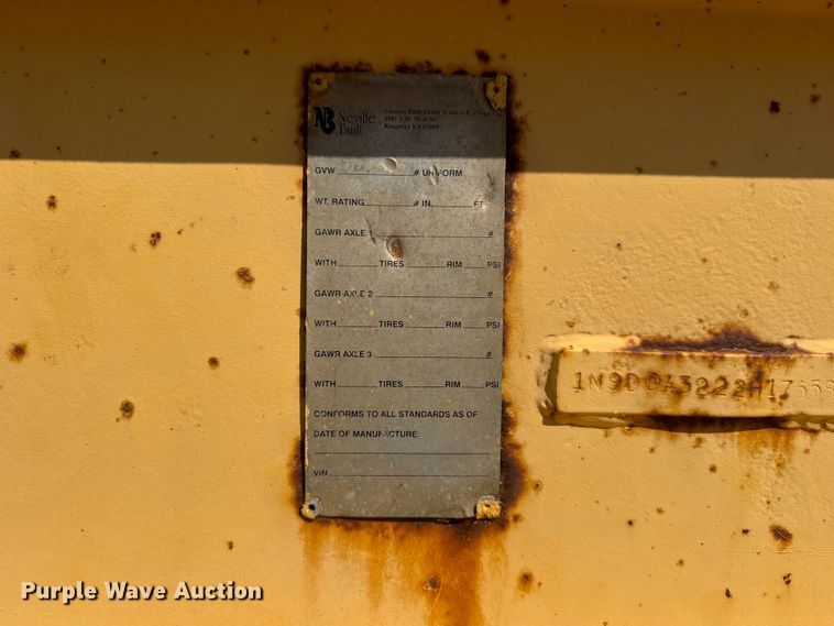 image for item ET1970 2002 Neville Built drop deck equipment trailer