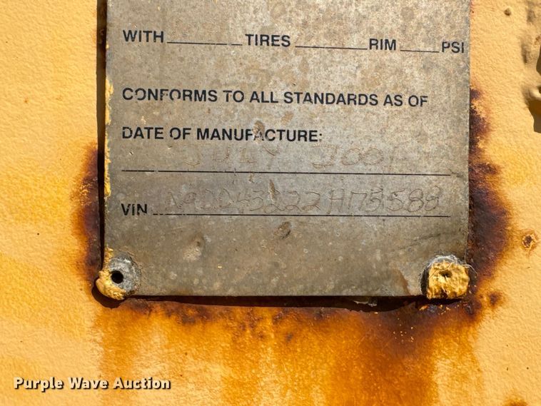 image for item ET1970 2002 Neville Built drop deck equipment trailer