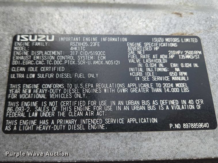 image for item ET5016 2025 Isuzu NRR truck cab and chassis