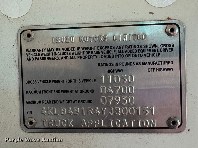 image for item EU8636 2000 Isuzu NPR dump truck