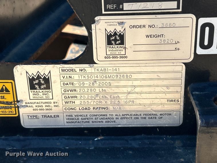 image for item FC5357 2006 Trail King  TK110HDG-533 lowboy equipment trailer