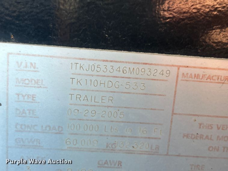 image for item FC5357 2006 Trail King  TK110HDG-533 lowboy equipment trailer