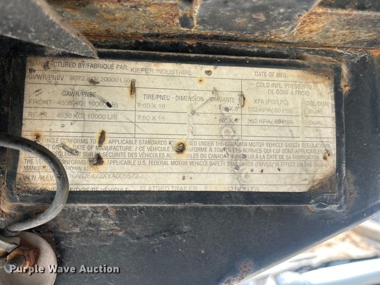 image for item FC5384 2000 Kiefer Industrial tilt-deck truss trailer