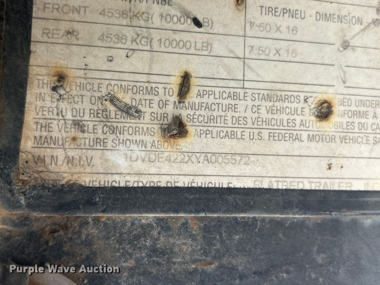 image for item FC5384 2000 Kiefer Industrial tilt-deck truss trailer