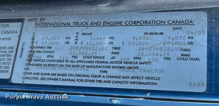image for item FG0001 2006 International 9400i semi truck