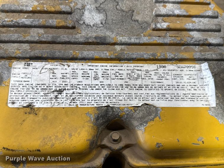 image for item NK9218 1996 Caterpillar 3406 engine