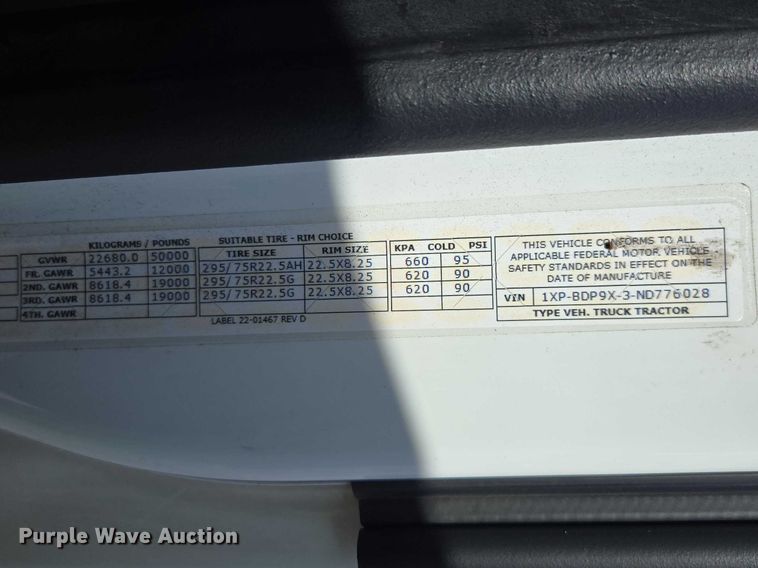 image for item YA1235 2022 Peterbilt 579 semi truck