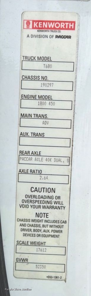 image for item YA1789 2018 Kenworth T680 semi truck