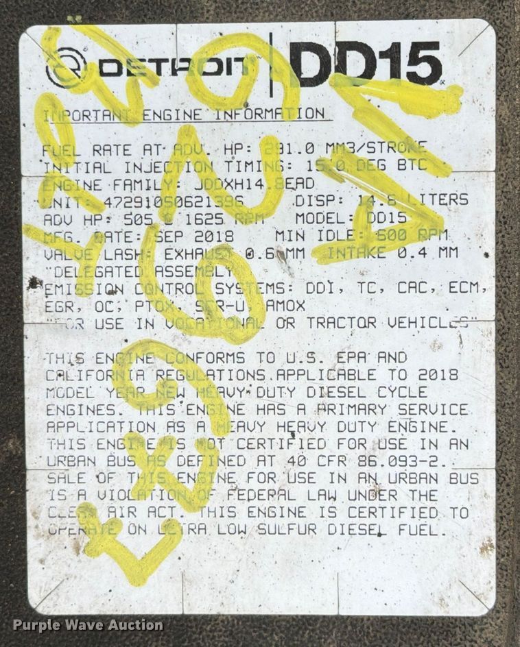 image for item YA1867 2019 Freightliner Cascadia semi truck