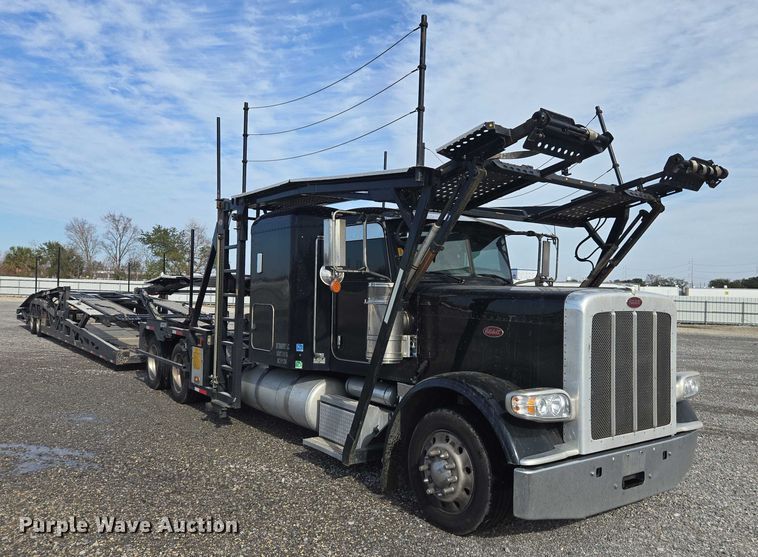 image for item YA1913 2023 Peterbilt 389 car carrier truck with car carrier trailer