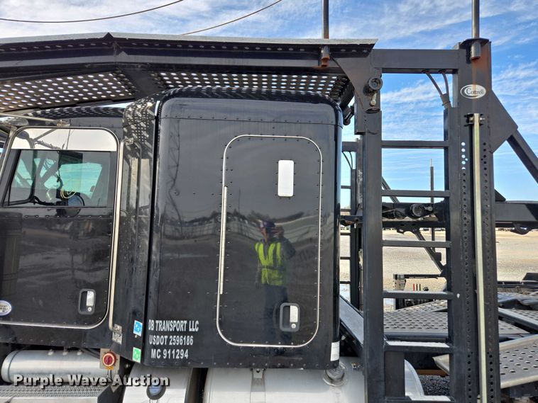 image for item YA1913 2023 Peterbilt 389 car carrier truck with car carrier trailer