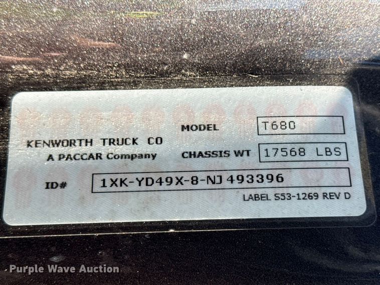 image for item YA2022 2022 Kenworth T680 semi truck