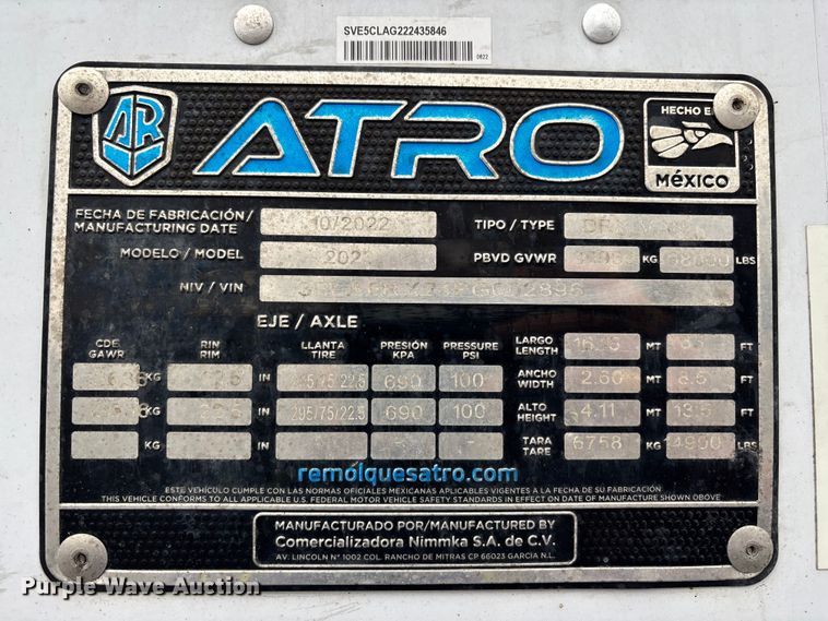 image for item YA2419 2023 Atro dry van trailer