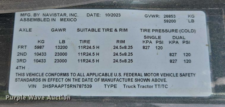 image for item YA2583 2024 International HX520 semi truck