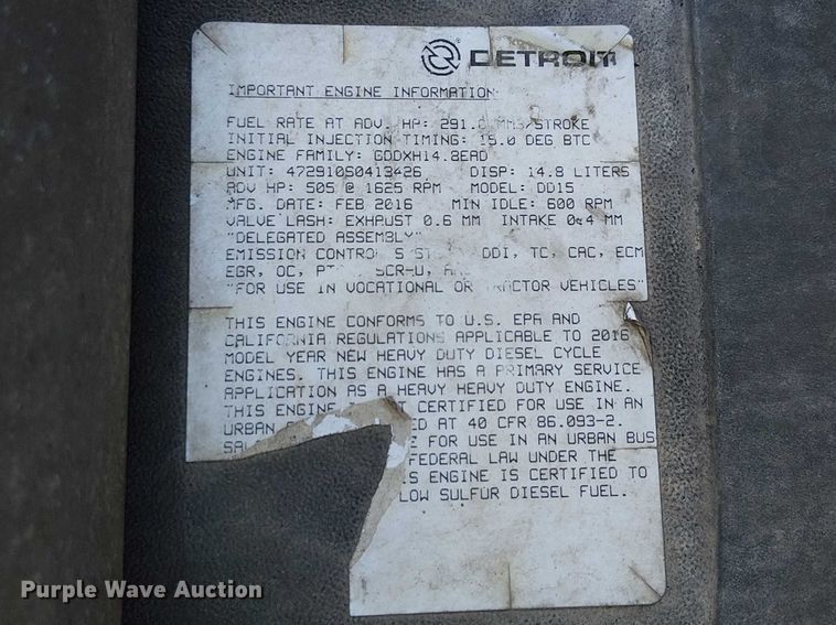 image for item YA2590 2017 Freightliner Cascadia 125 semi truck