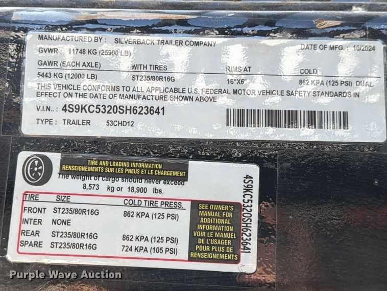 image for item YA2599 2025 Silverback 53CHD12 car carrier