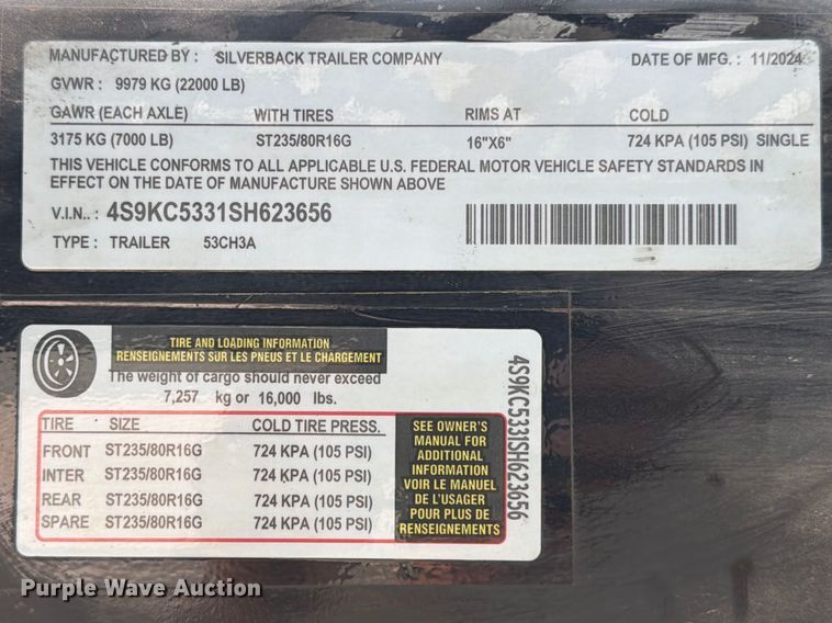 image for item YA2600 2025 Silverback 53CH3A car carrier