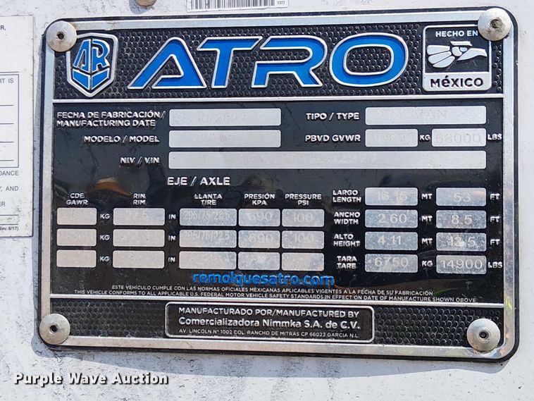 image for item YA2674 2023 Atro dry van trailer