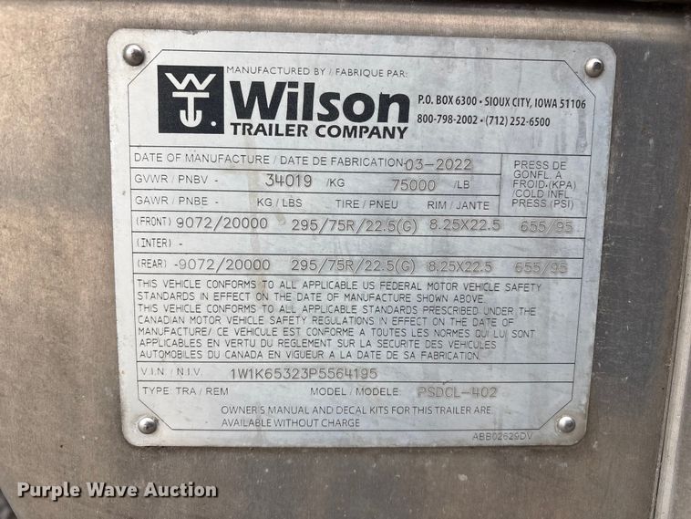 image for item YA2728 2023 Wilson PSDCL-402 livestock trailer