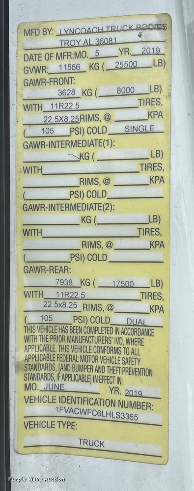 image for item YA6112 2020 Freightliner Business Class M2 box truck