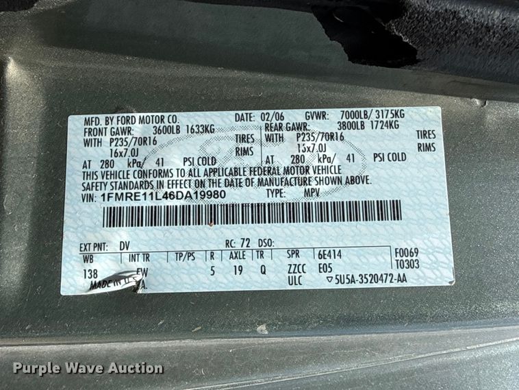 image for item DH1978 2006 Ford E150 van