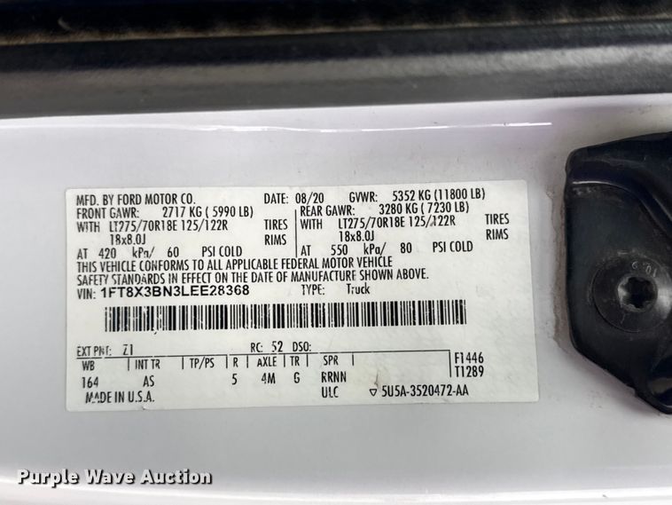 image for item DO8503 2020 Ford F350 Super Duty Ext. Cab pickup truck