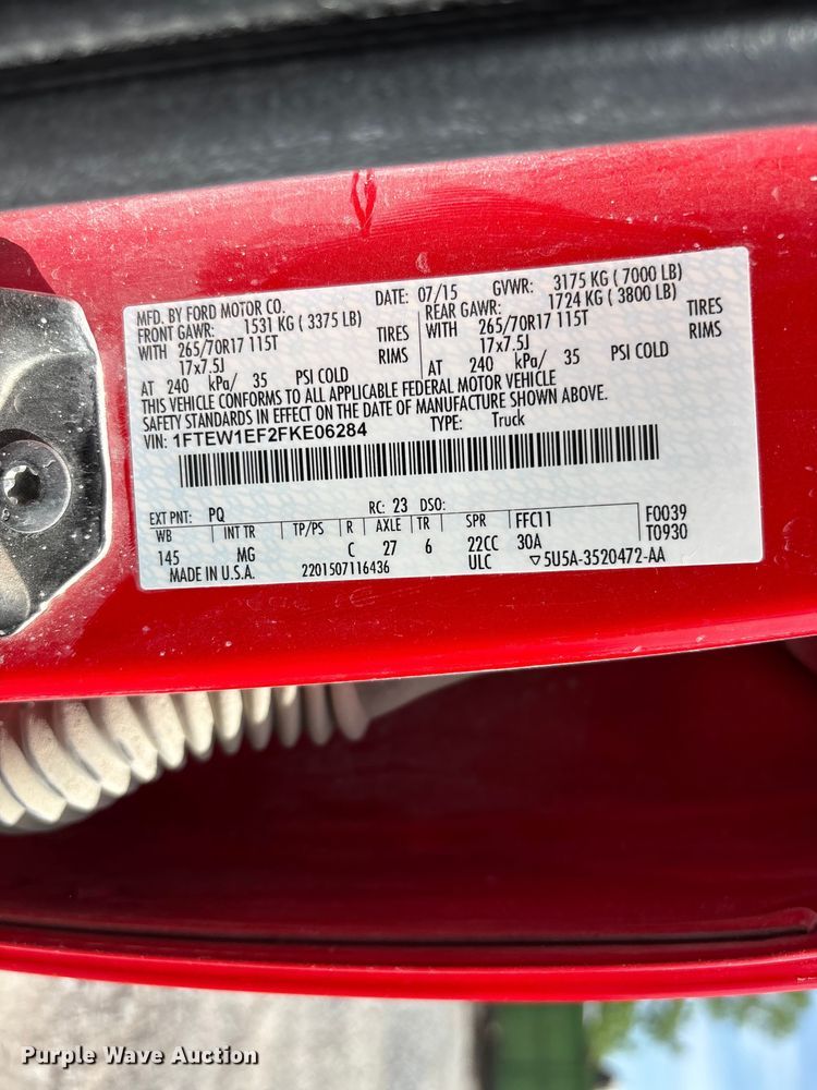 image for item DT0221 2015 Ford F150 Crew Cab pickup truck