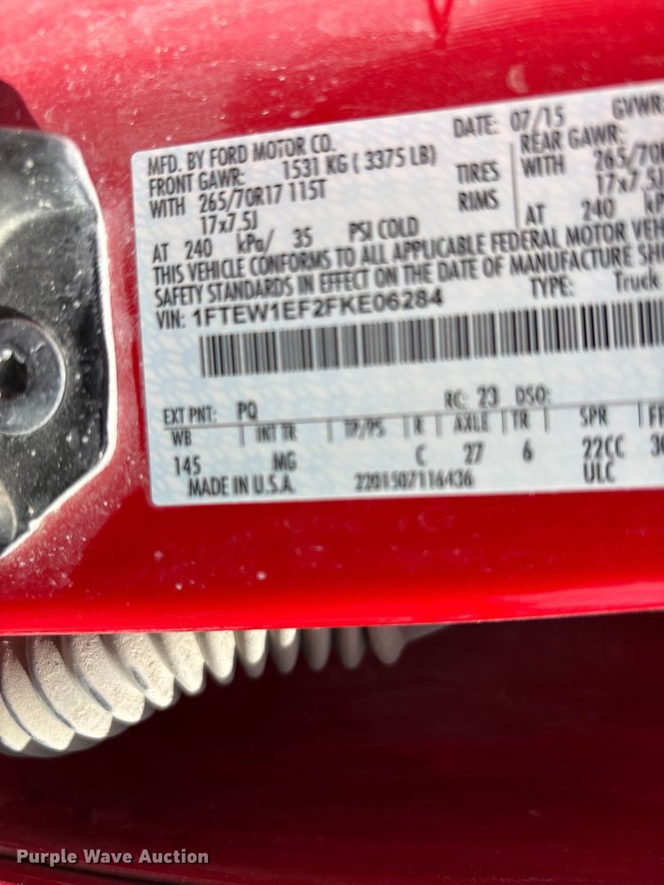 image for item DT0221 2015 Ford F150 Crew Cab pickup truck