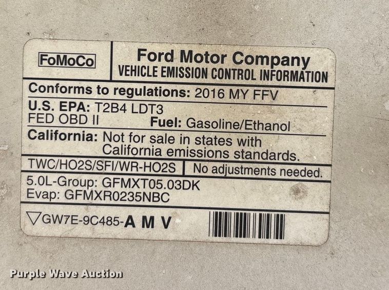 image for item DT0229 2016 Ford F150 Ext. Cab pickup truck