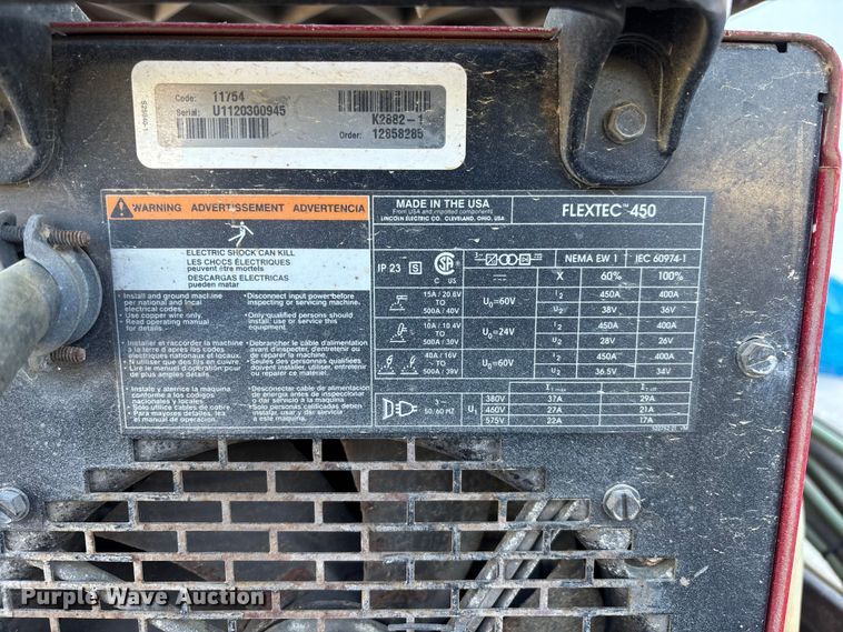 image for item DU0473 Lincoln Electric FLEXTEC 450 welder