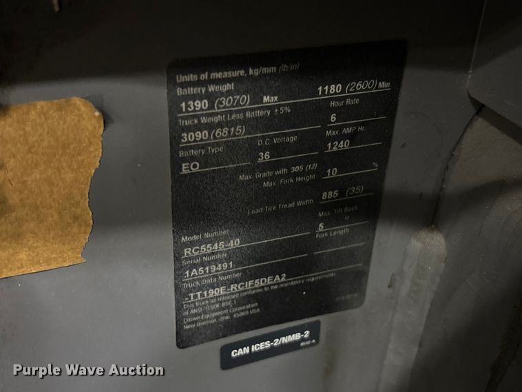 image for item DU0489 2018 Crown RC5545-40 order picker