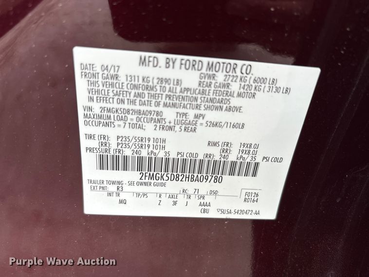 image for item DV8502 2017 Ford Flex SUV