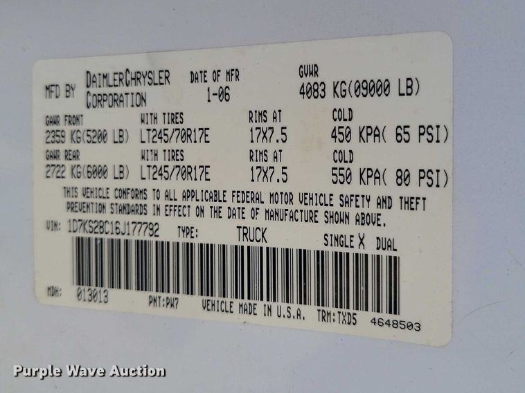 image for item DZ7027 2006 Dodge Ram 2500 Ext. Cab pickup truck