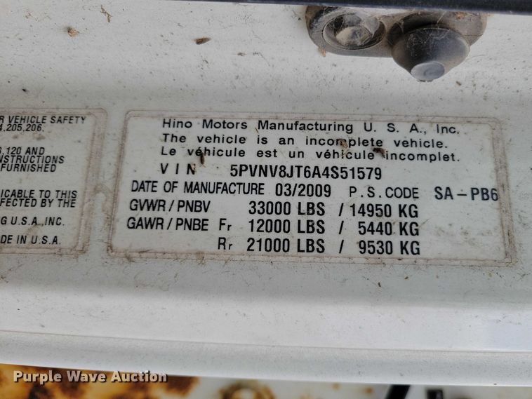 image for item DZ7035 2010 Hino 338 refuse truck