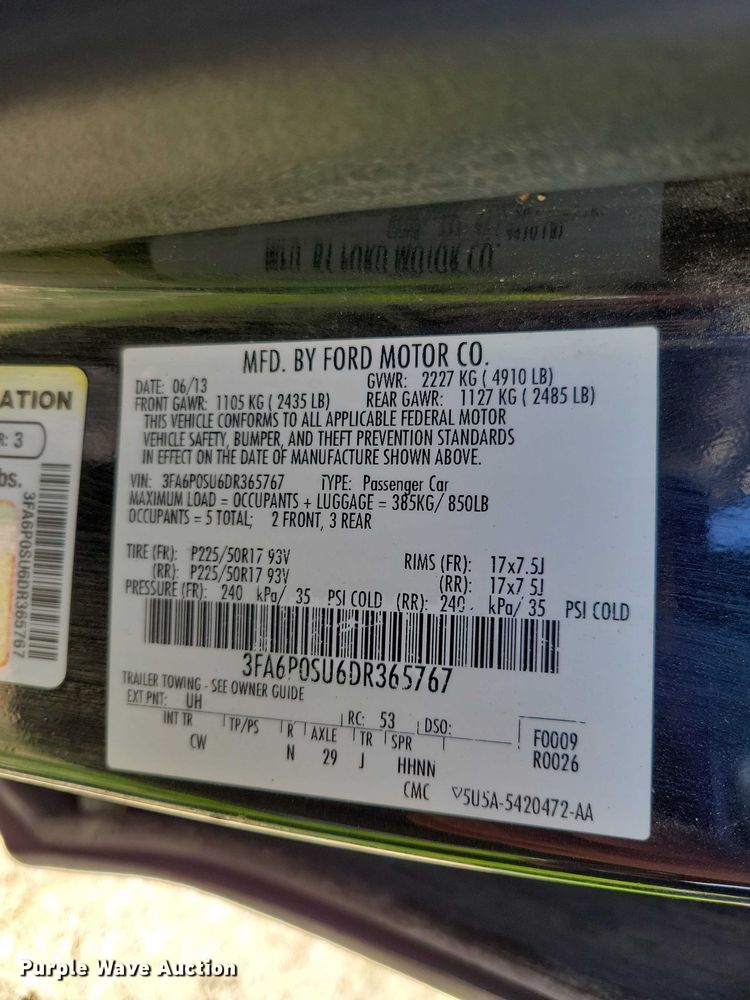 image for item DZ7062 2013 Ford Fusion  