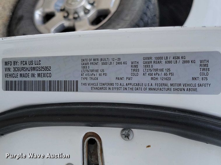 image for item DZ7082 2021 RAM 2500 Crew Cab pickup truck